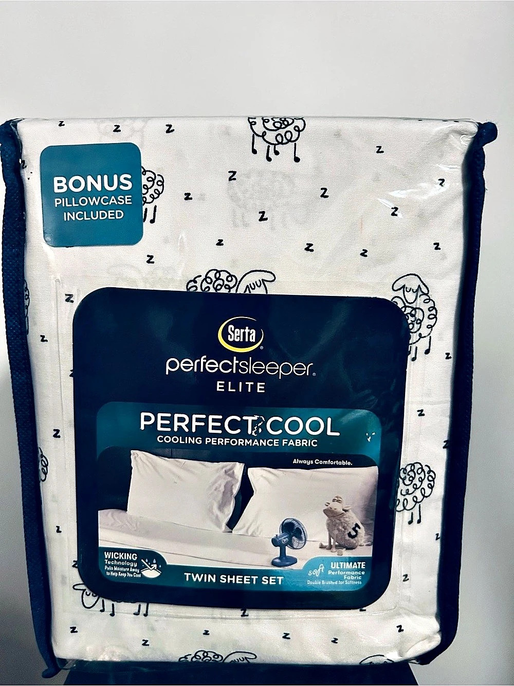 Serta PerfectSleeper Elite Perfect Cool Twin Sheet Set White & Blue